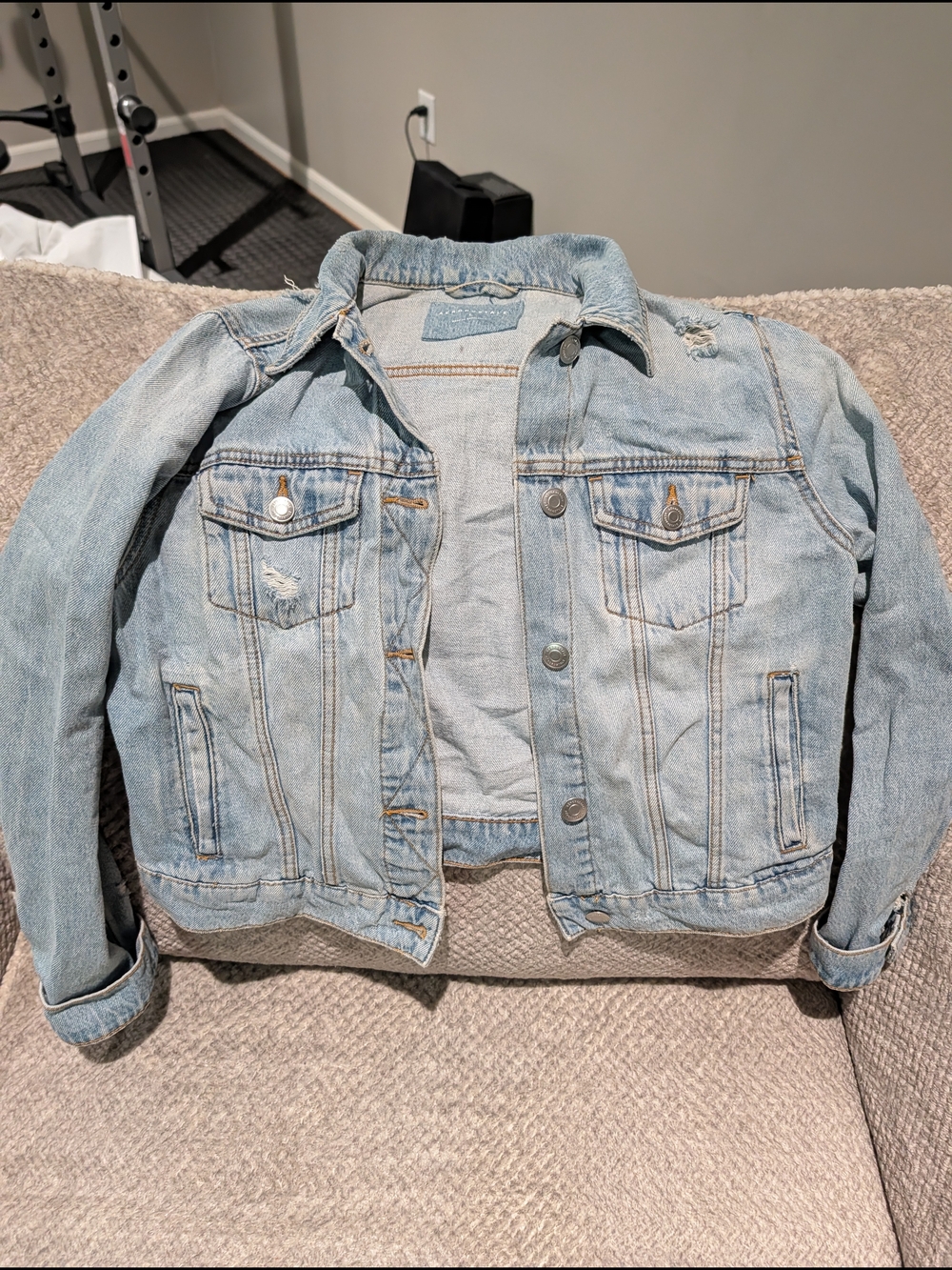 Aeropostale Light Wash Distressed Denim Jacket - Classic Casual